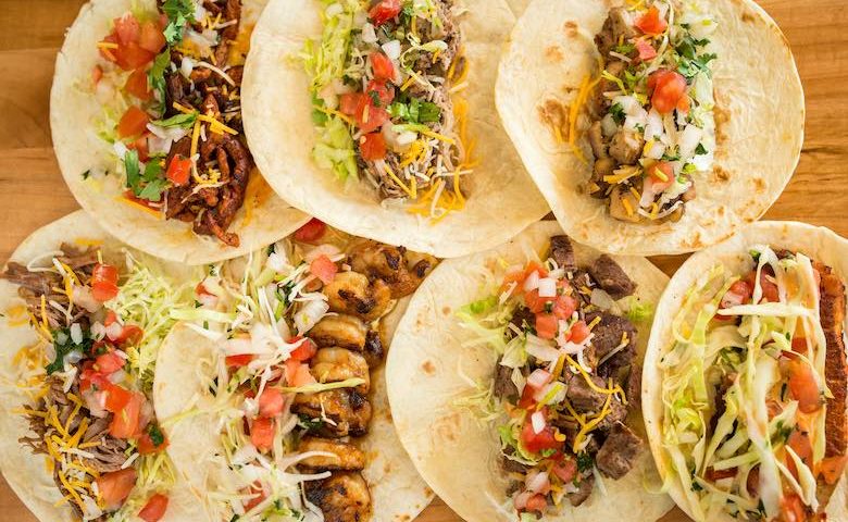 aerial view of tacos