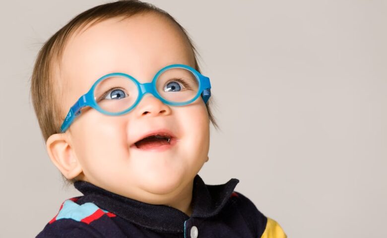 baby wearing glasses